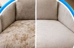Koltuk minderinin sol yarısı lekeli, sağ yarısı yıkanmış ve temiz